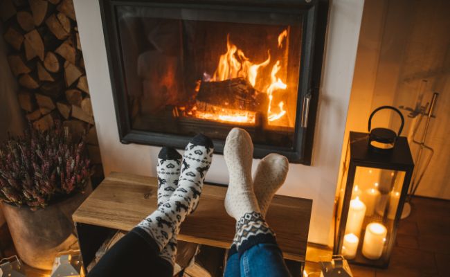 Wood burning fireplace